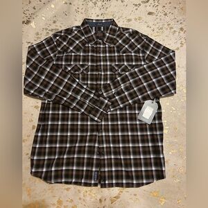 Classic Brown Plaid Button-Down Shirt